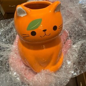 Orange Cat Ceramic Treat Jar - Cute Pet Storage